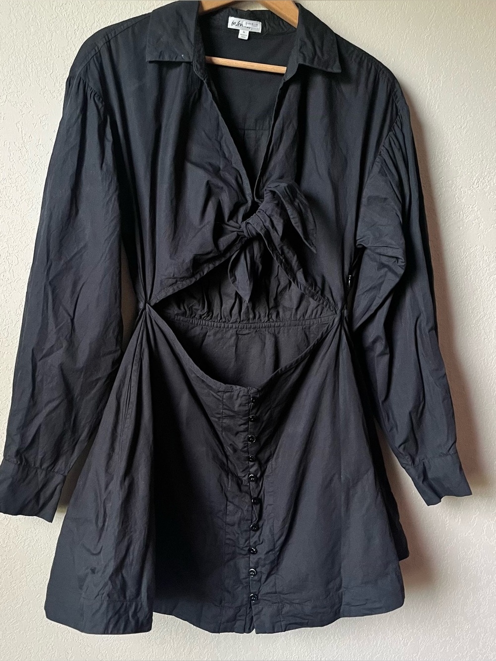 For Love & Lemons Tie Front Dress w/ Cut Out & Button Front 100% Organic Cotton